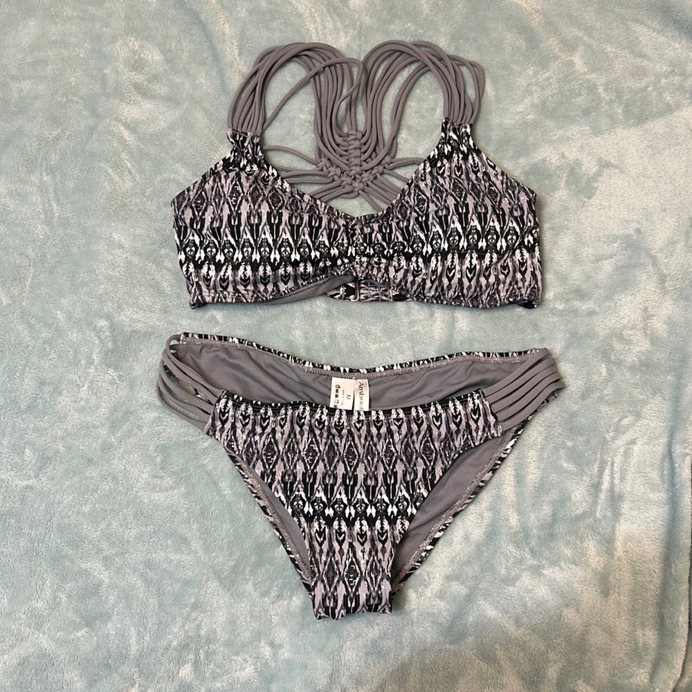 Grey Swimsuit Top and Bottom